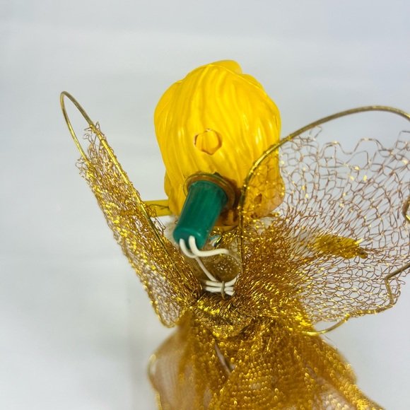 Vintage Christmas angel tree topper wire Blonde 6 1/4" - Picture 4 of 8